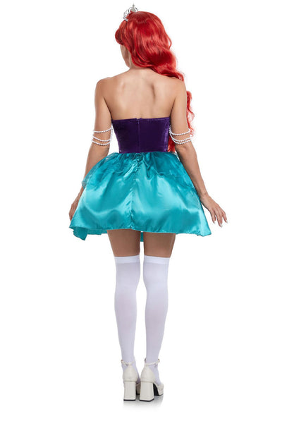 Purple Strapless Pearl Aqua Sexy Princess Arial Costume w/ Tiara