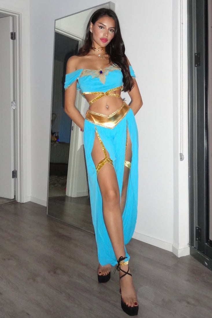 Blue Gold Sequin Gem 4 Pc Princess Jas Costume