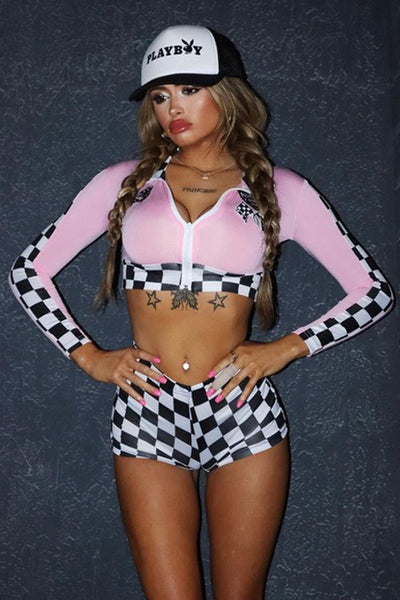 Pink Race Car Racer 2pc Sexy Costume