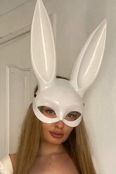 White Glossy Bunny Mask Costume Accessory - AMIClubwear