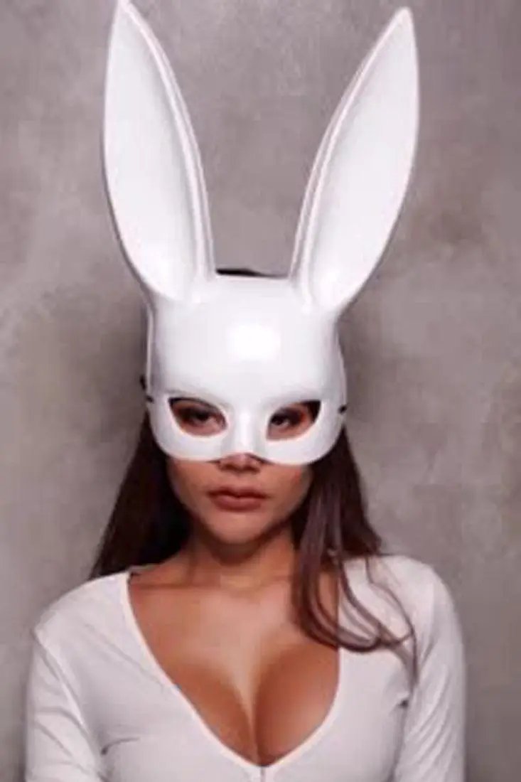 White Glossy Bunny Mask Costume Accessory