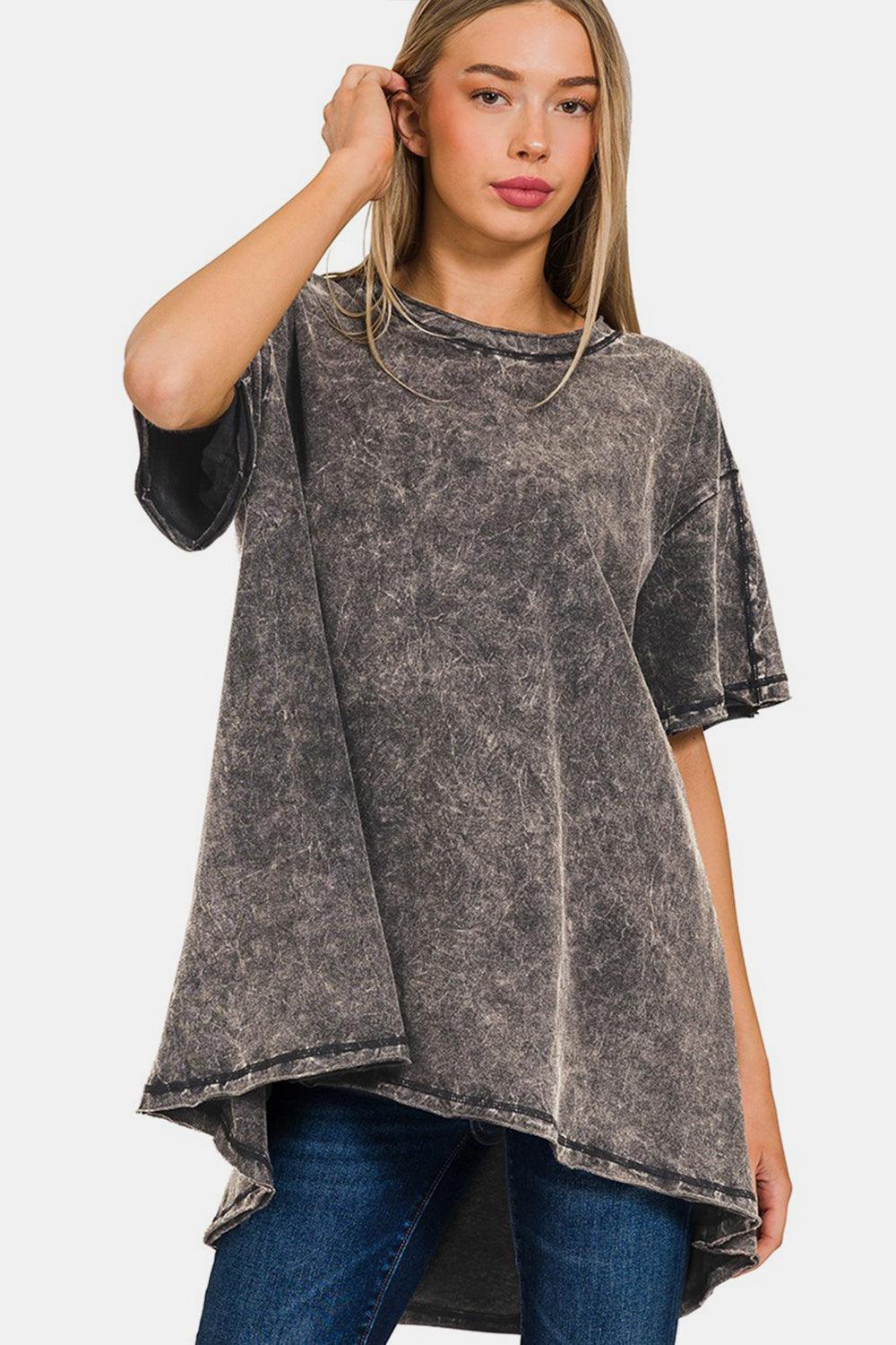 Zenana Round Neck Dropped Shoulder Blouse - AMIClubwear