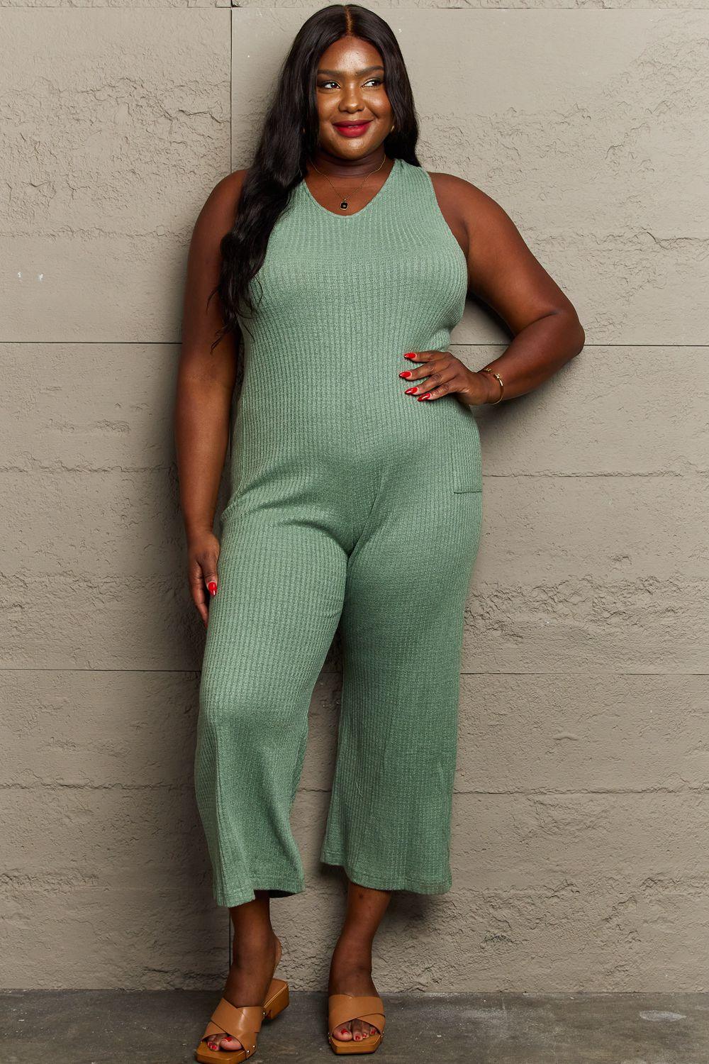 HEYSON Don't Get It Twisted Full Size Rib Knit Jumpsuit - AMIClubwear