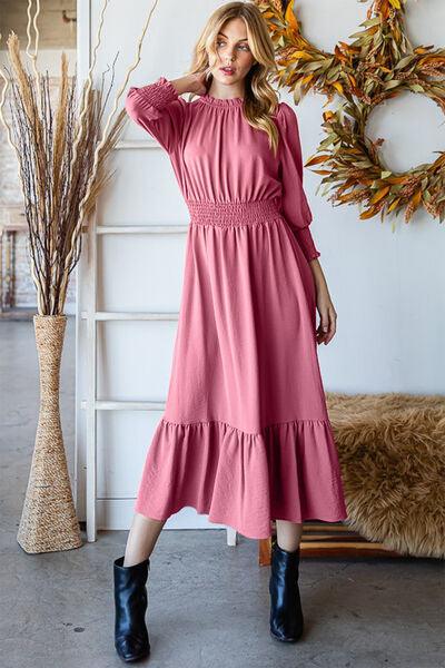 Reborn J Ruffle Hem Smocked Midi Dress - AMIClubwear