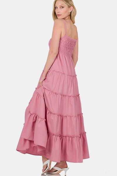 Zenana Woven Smocked Tiered Cami Maxi Dress - AMIClubwear