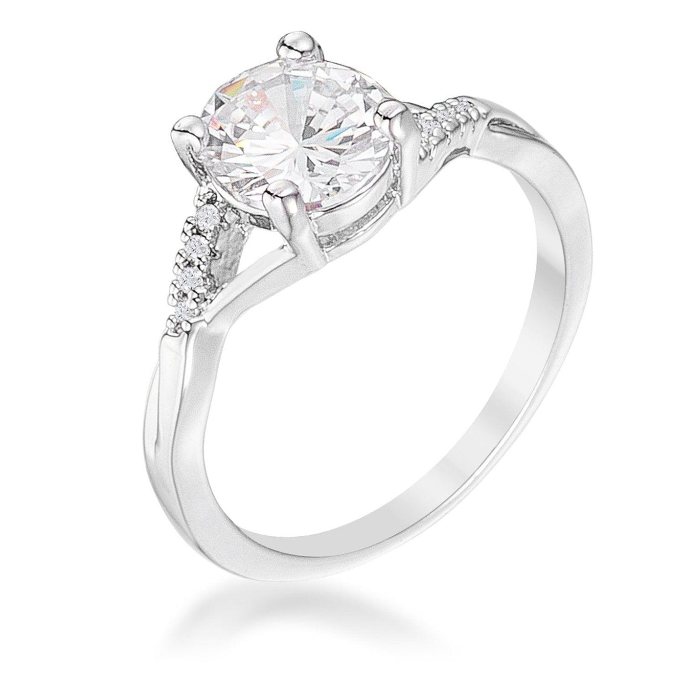 1.3Ct Silvertone Simple Engagement Ring, <b>Size 5</b> - AMIClubwear