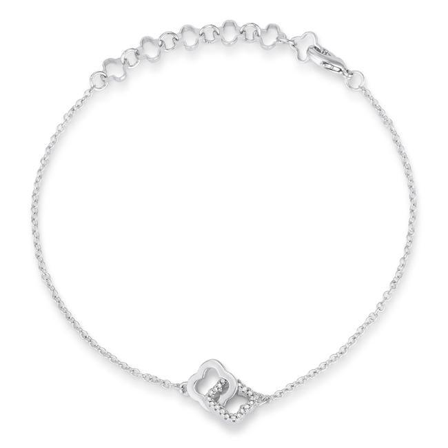 .1 Ct Rhodium Bracelet with Interlocking Floral Links - AMIClubwear