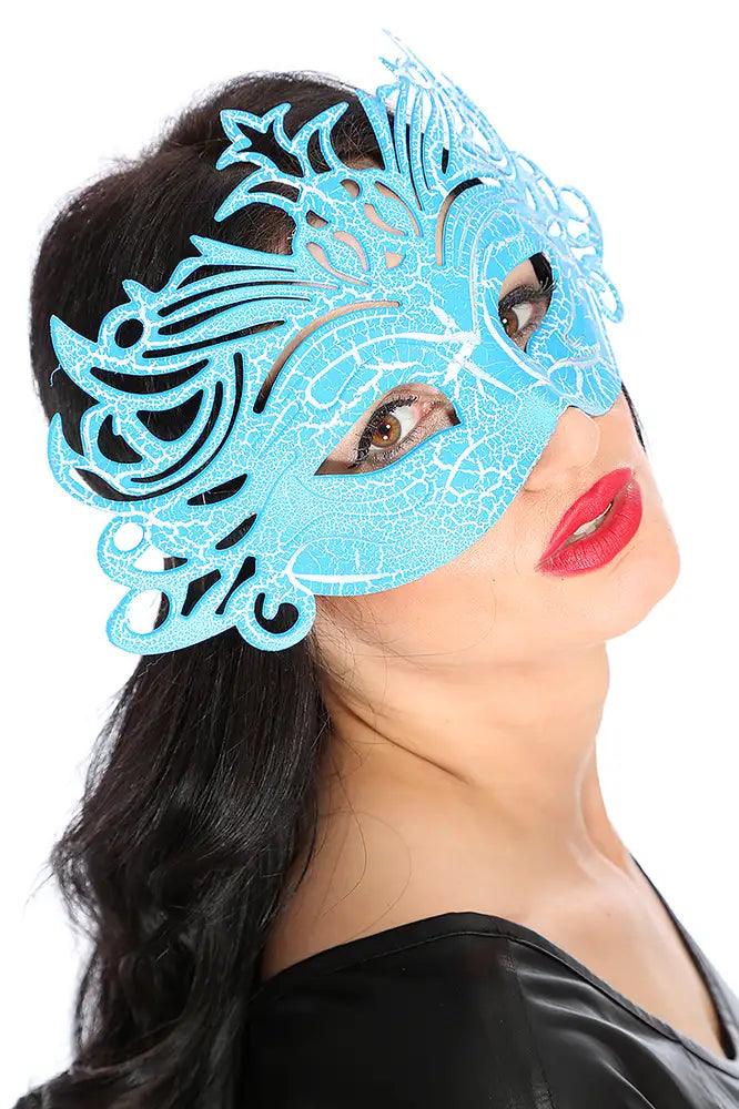 1 PC Blue Crackle Paint Face Mask - AMIClubwear