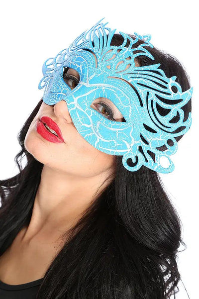 1 PC Blue Crackle Paint Face Mask - AMIClubwear