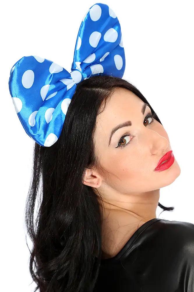 1 PC Blue Polka Dotted Mouse Ear Headband - AMIClubwear