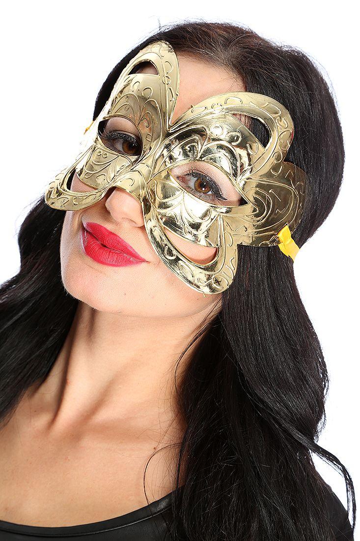 1 PC Gold Metallic Carve Textured Face Mask - AMIClubwear