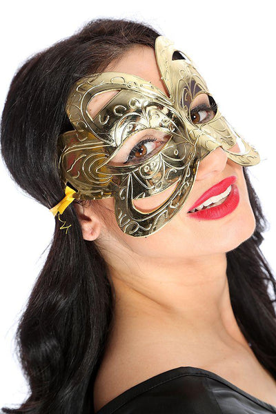 1 PC Gold Metallic Carve Textured Face Mask - AMIClubwear