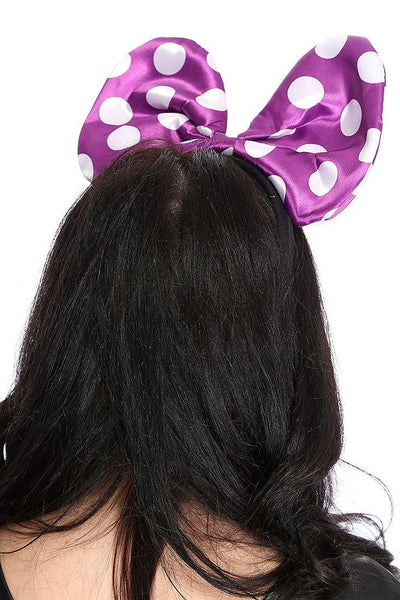 1 PC Purple Polka Dotted Mouse Ear Headband - AMIClubwear