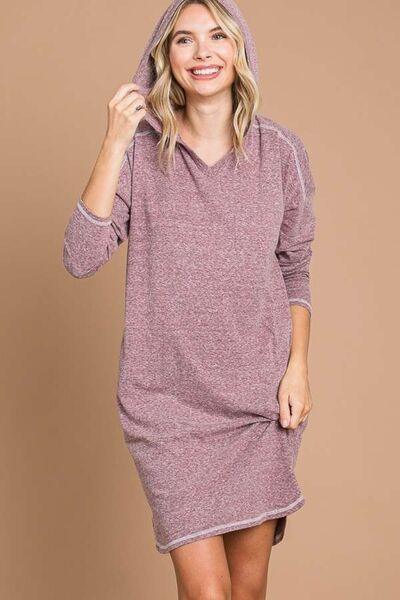 Culture Code Full Size Hooded Long Sleeve Sweater Dress - AMIClubwear