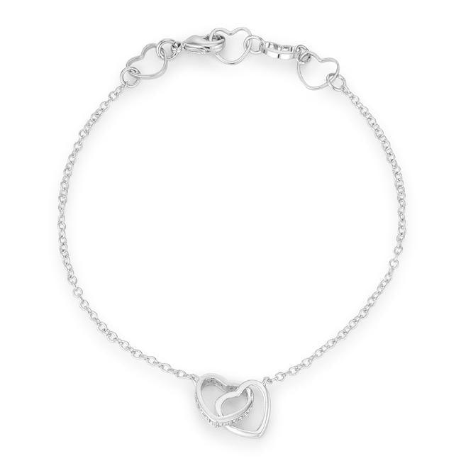 .12 Ct Rhodium Interlocked Hearts Bracelet with CZ Accents - AMIClubwear