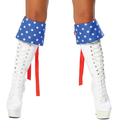 1454B - Red White and Blue Boot Cuffs - AMIClubwear