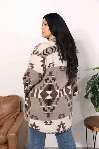 Sew In Love Full Size Cardigan with Aztec Pattern - AMIClubwear