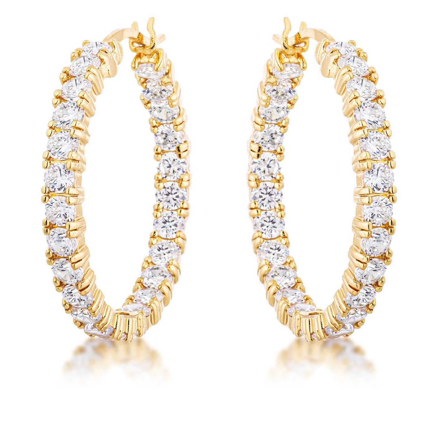 18k Gold Plated Eternity Hoop Earrings - AMIClubwear
