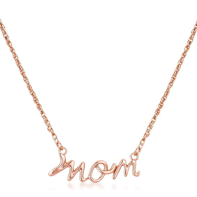 18k Rose Gold Plated Mom Script Necklace - AMIClubwear