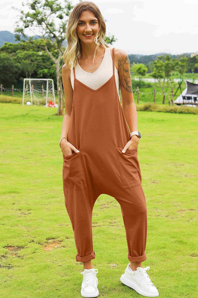 Double Take Full Size Sleeveless V-Neck Pocketed Jumpsuit - AMIClubwear