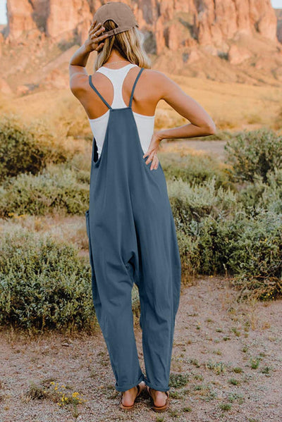 Double Take Full Size V-Neck Sleeveless Jumpsuit with Pockets - AMIClubwear