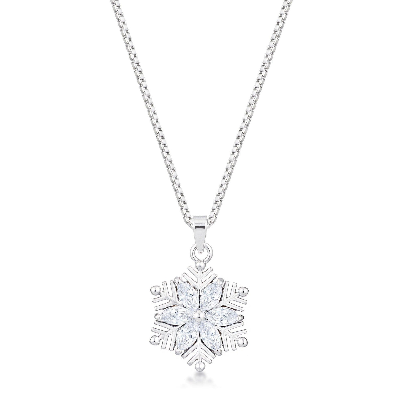 2.04Ct Rhodium Brilliant Marquise Snowflake Pendant - AMIClubwear