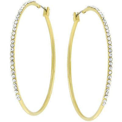 2 Inch Goldtone Crystal Hoop Earrings - AMIClubwear