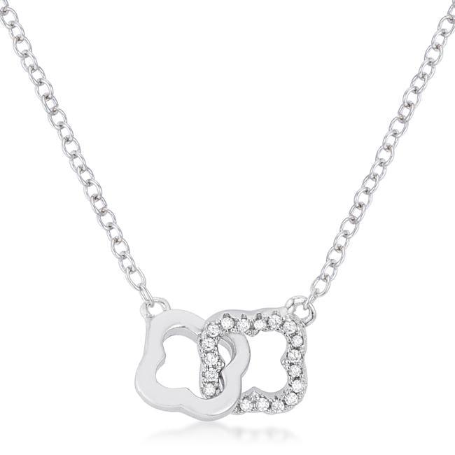 .21 Ct Rhodium Necklace with Floral Links - AMIClubwear