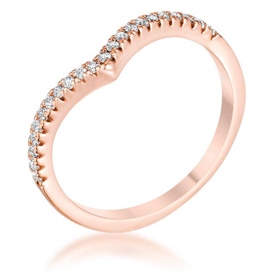 .22Ct Rose Goldtone Chevron Ring with CZ, <b>Size 5</b> - AMIClubwear