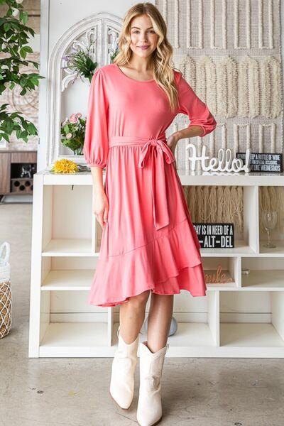 Reborn J Tie Front Ruffle Hem Dress - AMIClubwear