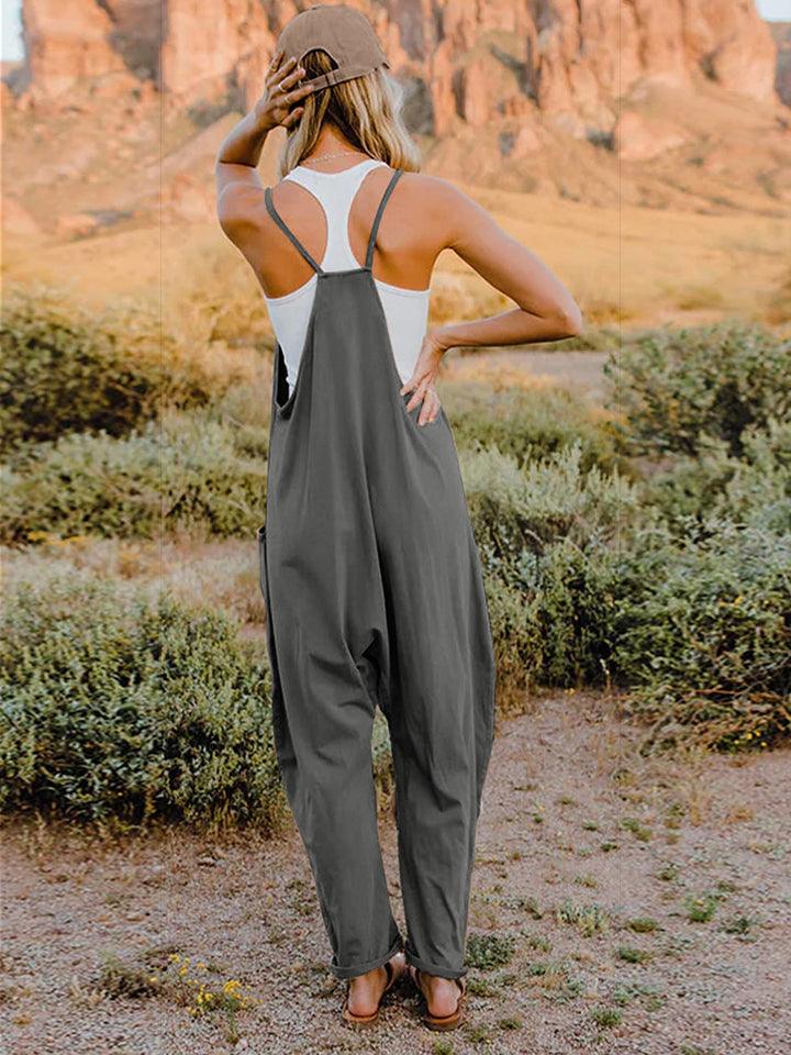 Double Take Full Size Sleeveless V-Neck Pocketed Jumpsuit - AMIClubwear