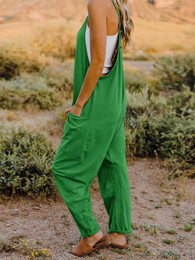 Double Take Full Size Sleeveless V-Neck Pocketed Jumpsuit - AMIClubwear