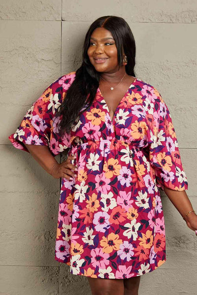 GeeGee Full Size Floral Print Mini Dress - AMIClubwear