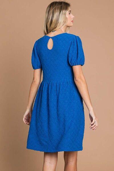 Culture Code Texture Round Neck Short Sleeve Dress with Pockets - AMIClubwear