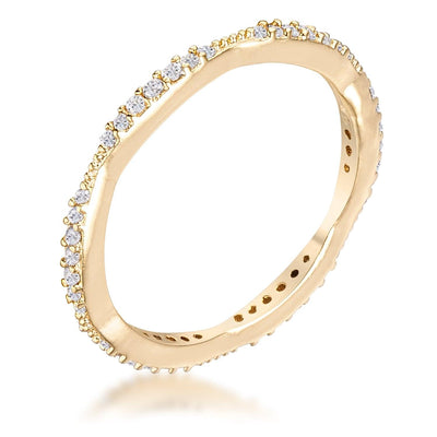 .42Ct Dainty 18k Gold Plated Micro Pave CZ Stackable Eternity Ring, <b>Size 4</b> - AMIClubwear