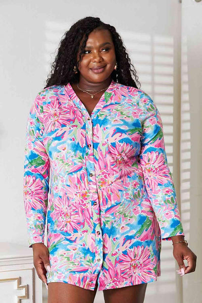 Double Take Floral Open Front Long Sleeve Cardigan - AMIClubwear