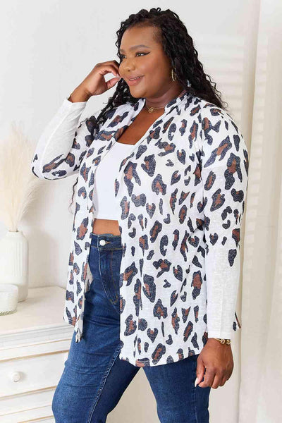 Double Take Leopard Long Sleeve Cardigan - AMIClubwear