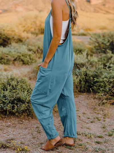 Double Take Full Size V-Neck Sleeveless Jumpsuit with Pockets - AMIClubwear