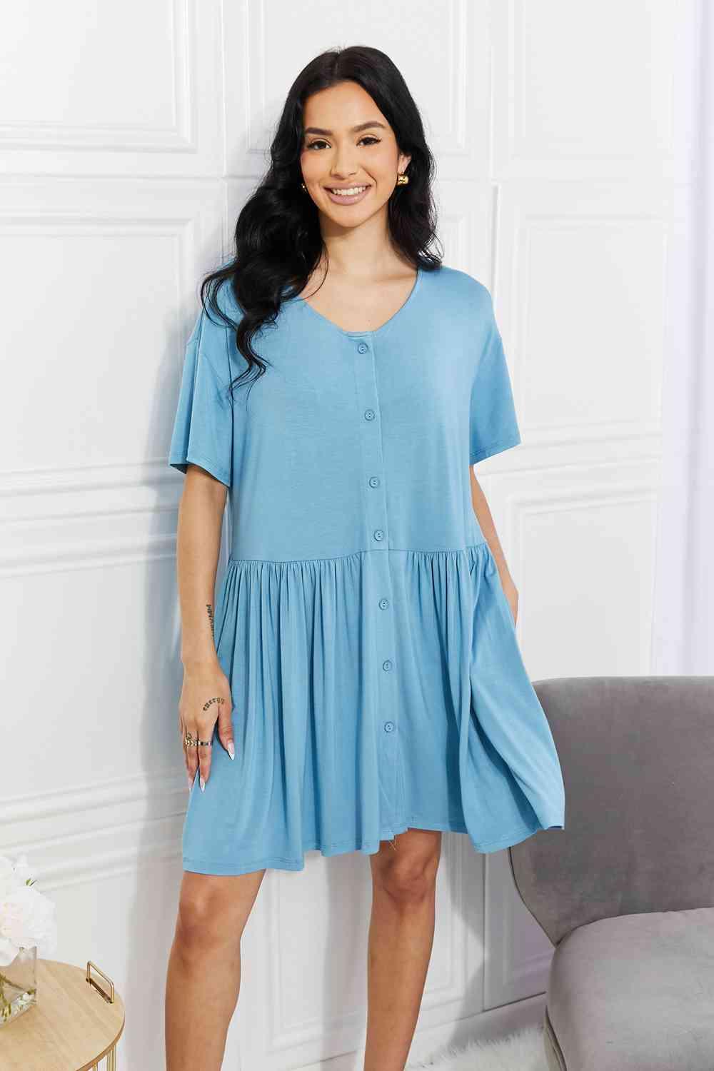 Yelete Full Size Oh Sweet Spring Button Up Flare Dress - AMIClubwear