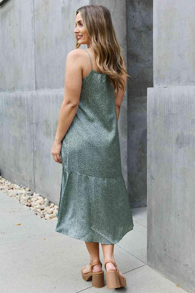 Jade By Jane Wild Thing Full Size Satin Midi Slit Dress - AMIClubwear