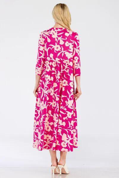 Celeste Full Size Floral Round Neck Ruffle Hem Dress