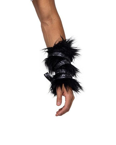 6171 - Pair of Black Faux Fur Cuffs - AMIClubwear