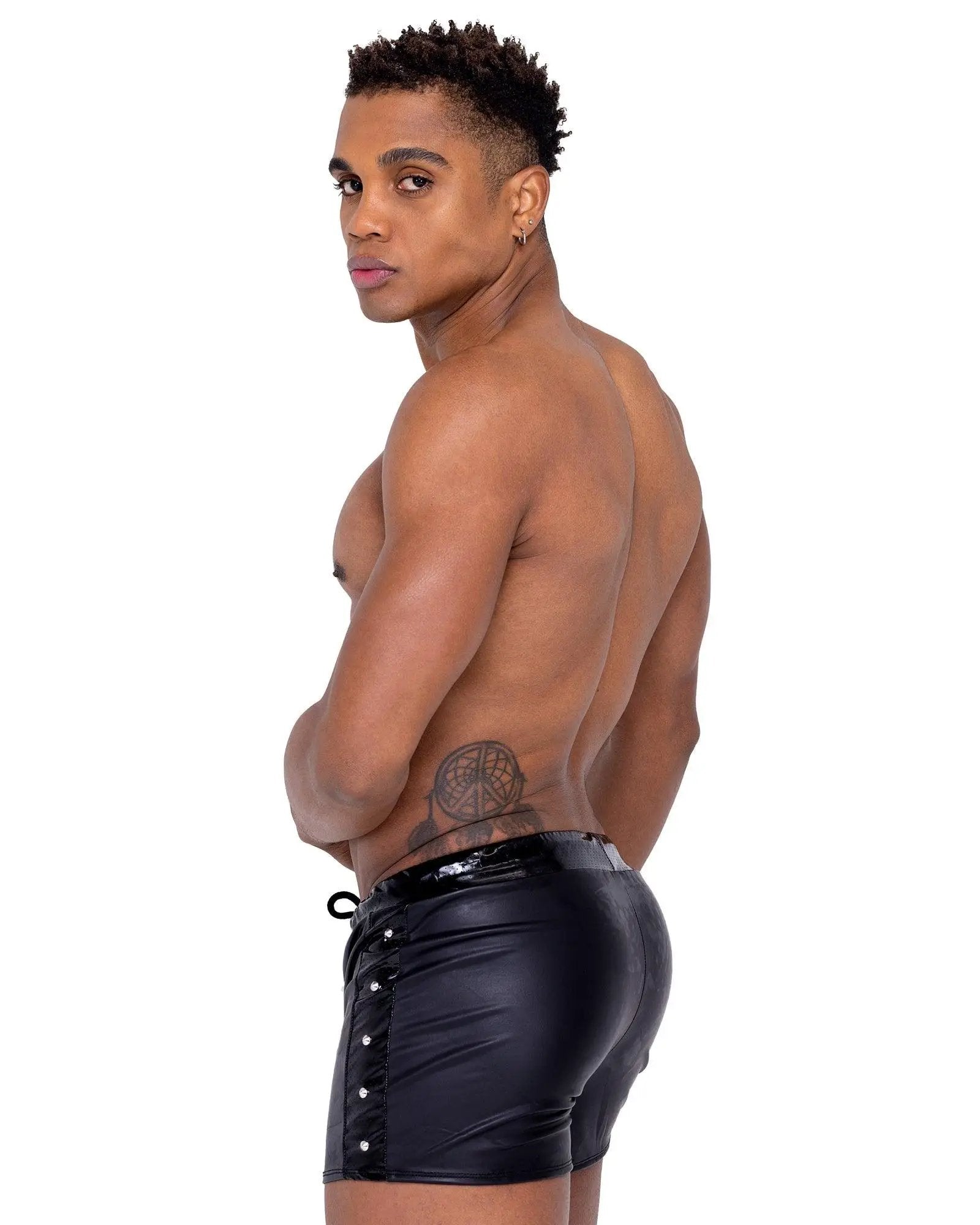 6329 - Mens Pleather Runner Shorts