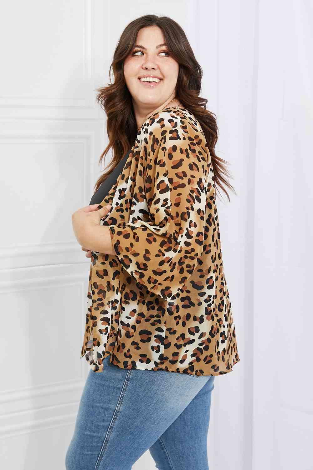 Melody Wild Muse Full Size Animal Print Kimono in Camel - AMIClubwear