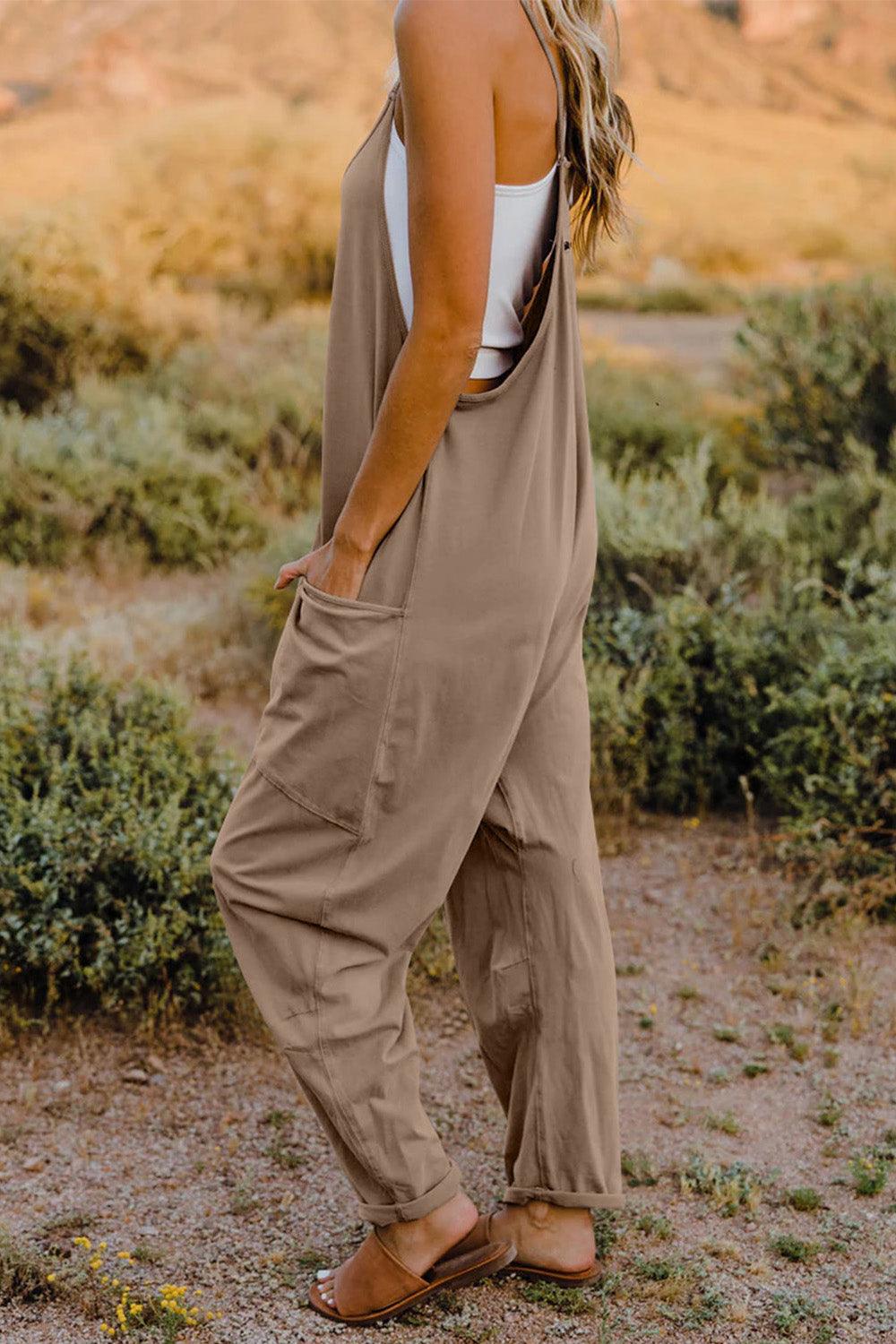 Double Take Full Size V-Neck Sleeveless Jumpsuit with Pockets - AMIClubwear