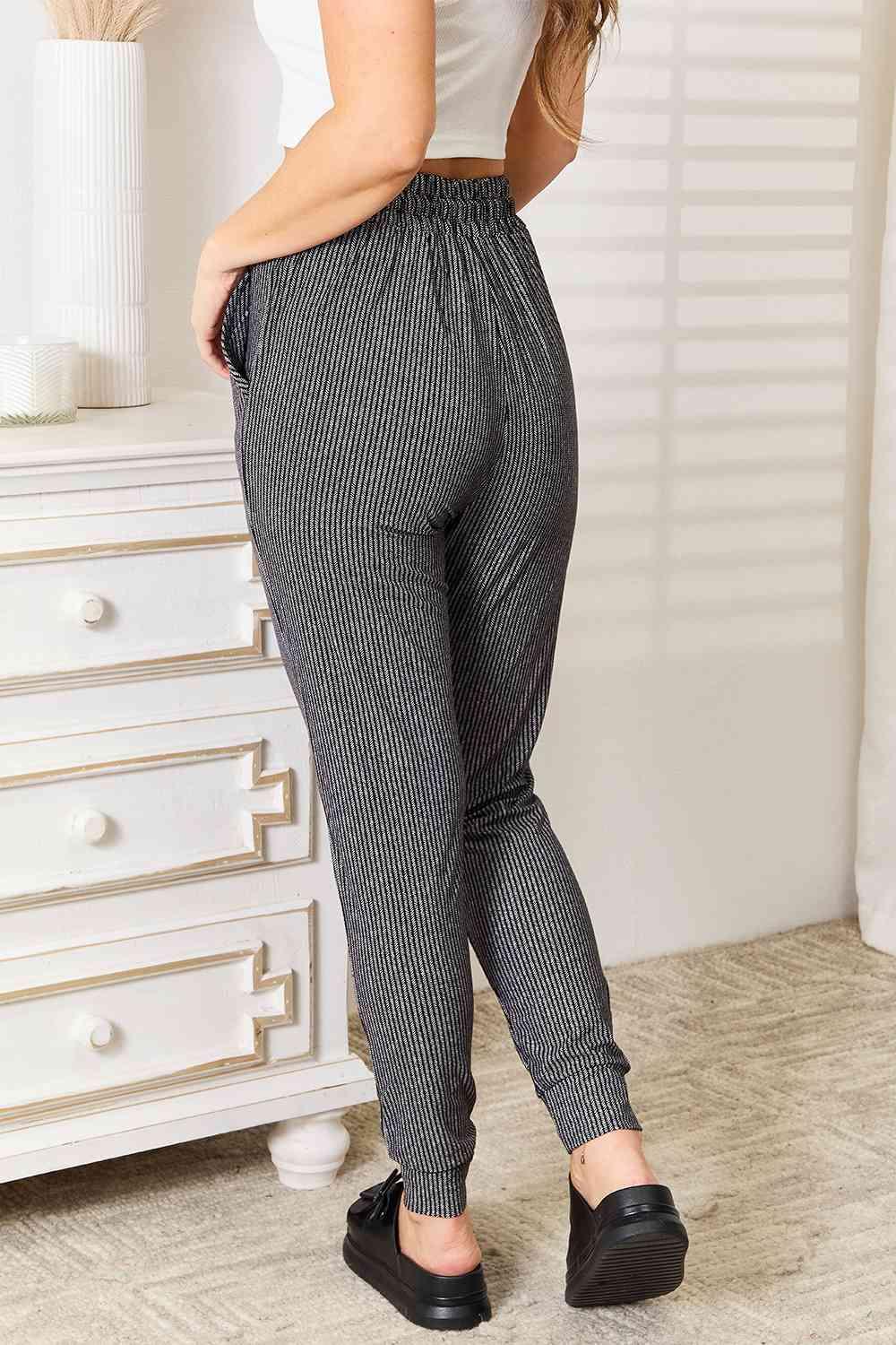 Leggings Depot Full Size Striped Printed Joggers - AMIClubwear