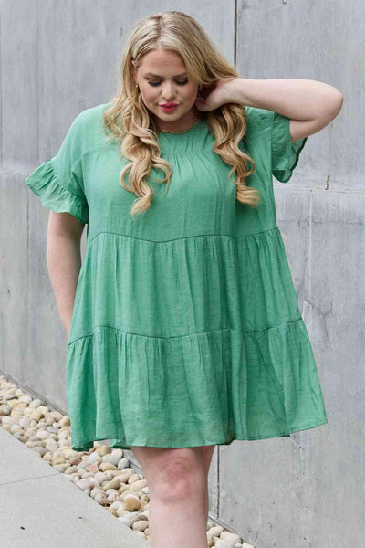 HEYSON Sweet As Can Be Full Size Textured Woven Babydoll Dress - AMIClubwear