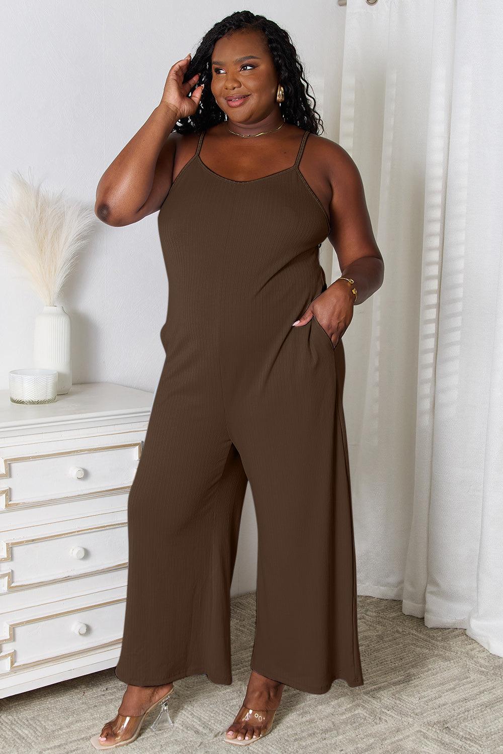 Basic Bae Full Size Spaghetti Strap V-Neck Jumpsuit - AMIClubwear