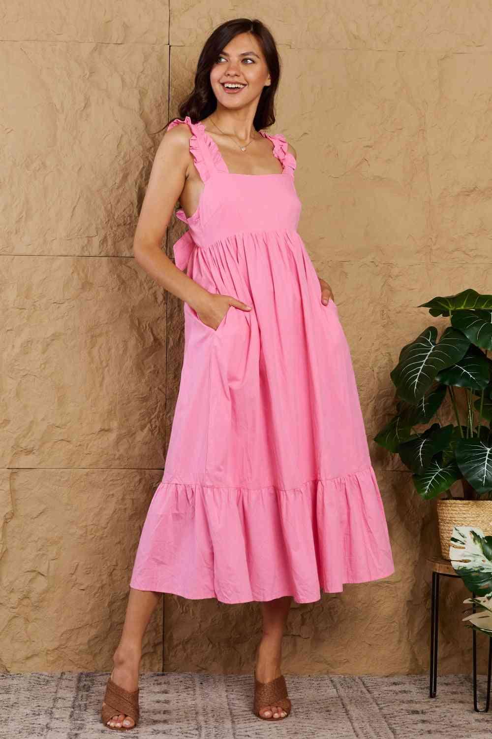 HEYSON Mark My Words Full Size Ruffle Sleeve Flare Midi Dress - AMIClubwear