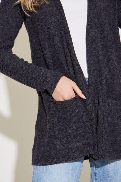 Zenana Open Front Long Sleeve Cardigan - AMIClubwear